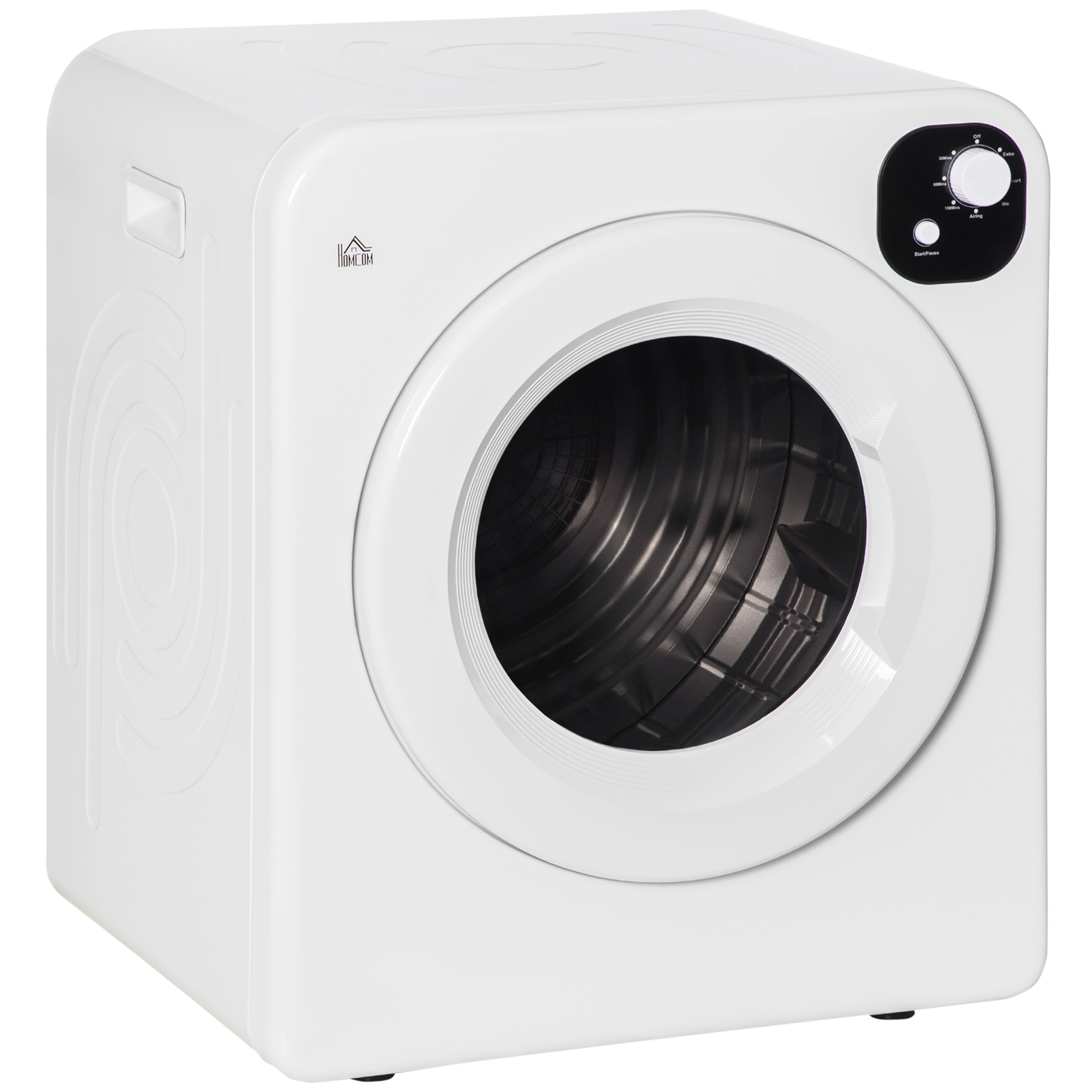 Clothes Dryer HOMCOM Portable Clothes Dryer, 120V 1300W Compact Laundry Dryer with Intelligent Drying, 3.2 cu.ft Stainless Steel Drum, Front Load Electric Dryer for Apartments, Dorms, RVs, White,Elec